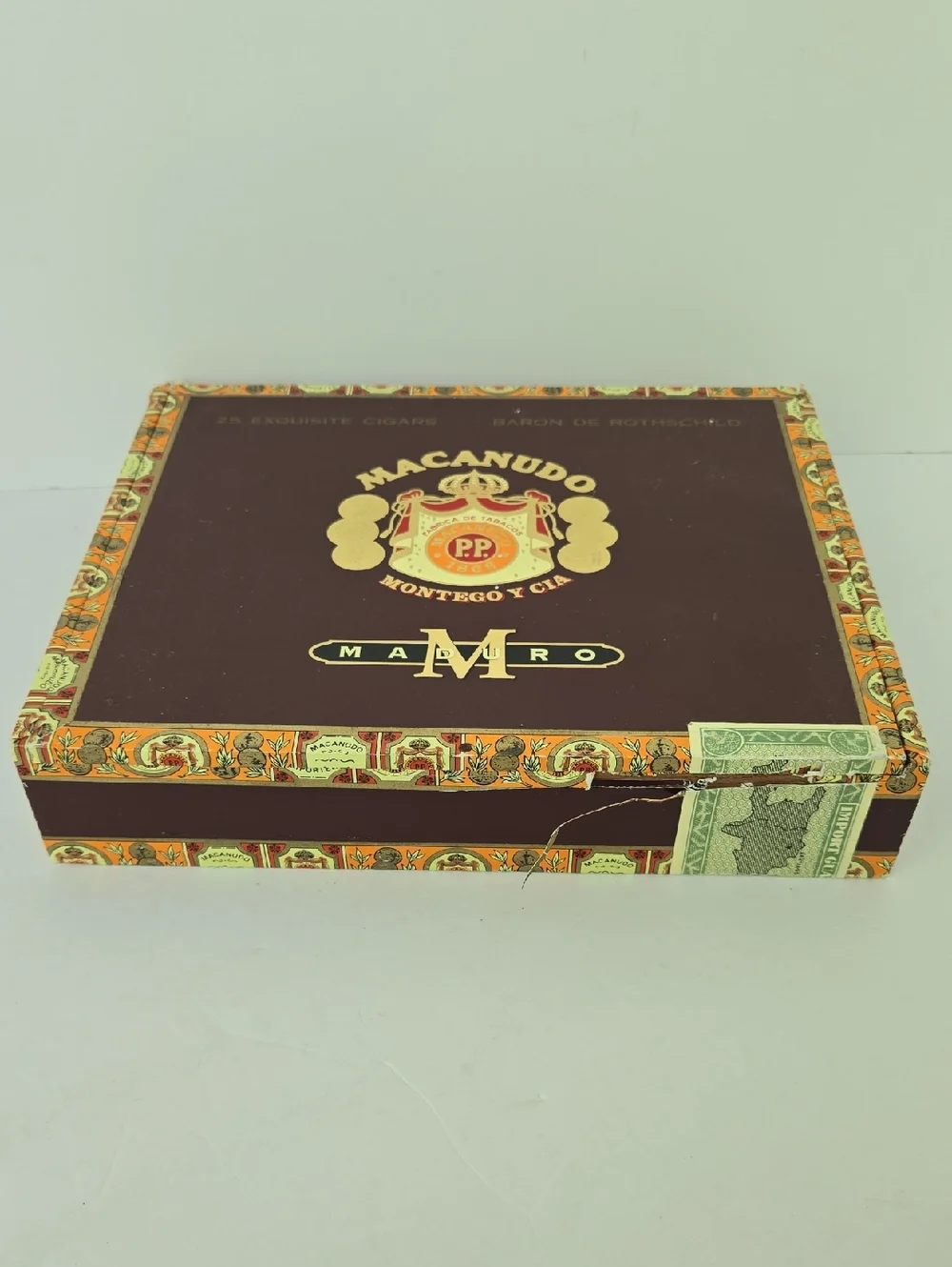 Vintage Macanudo Maduro Empty Wooden Cigar Box Barob De Rothschild